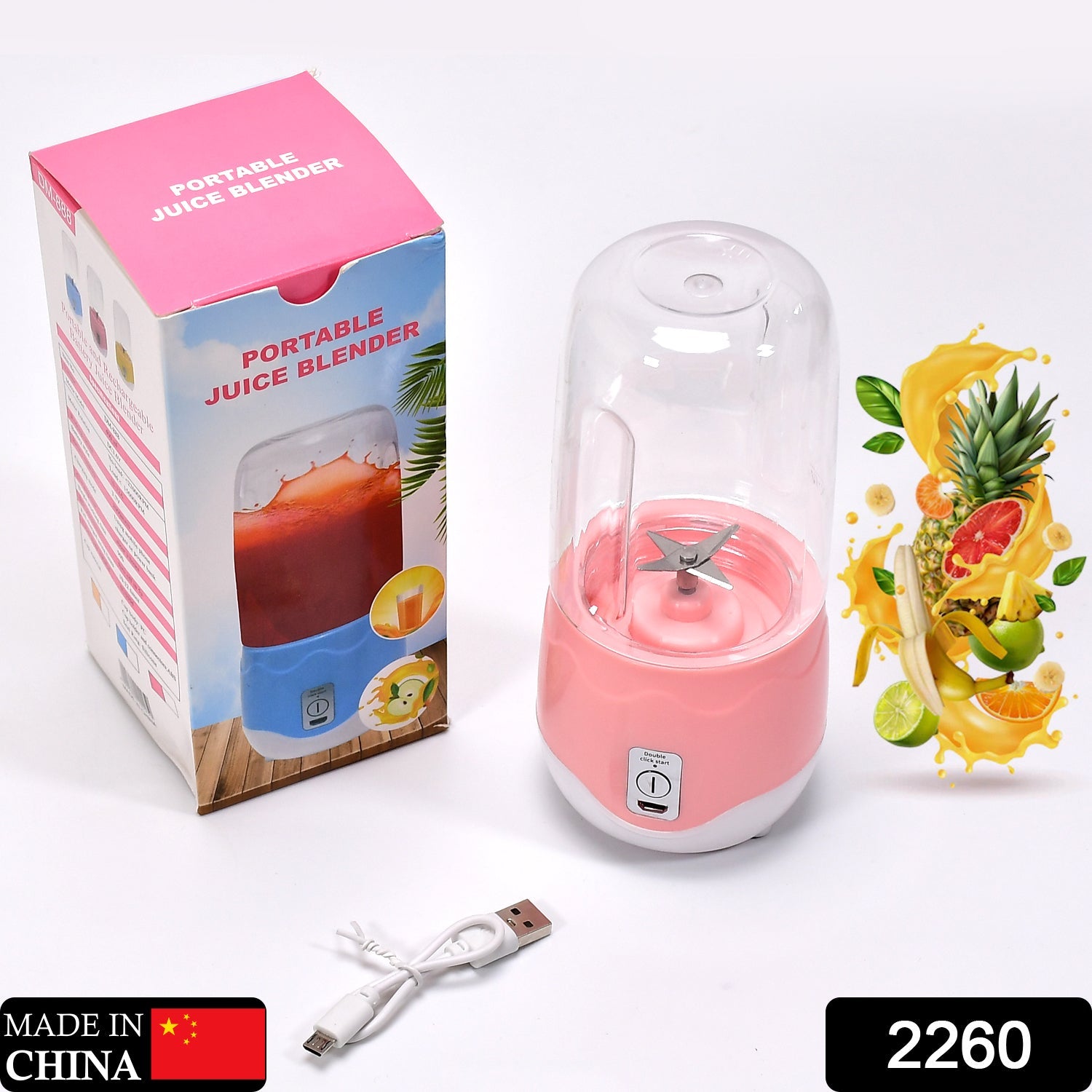 2260 Portable Blender, Personal Blender Juicer Cup, Mini Handheld Blender with 4 Blades, Mixer for Fruit Shakes and Smoothies, Portable Juicer (Multicolor) DeoDap 2260 Portable Blender, Personal Blender Juicer Cup, Mini Handheld Blender with 4 Blades, Mixer for Fruit Shakes and Smoothies, Portable Juicer (Multicolor) DeoDap